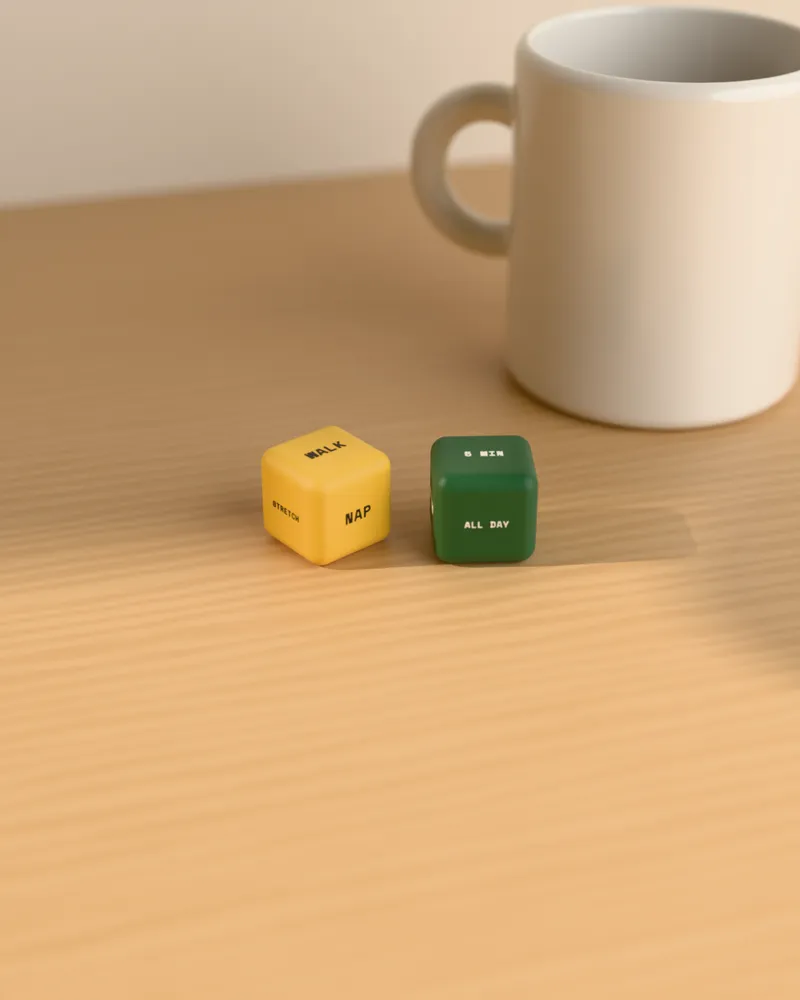 Do Something Else Dice on a wooden table at home