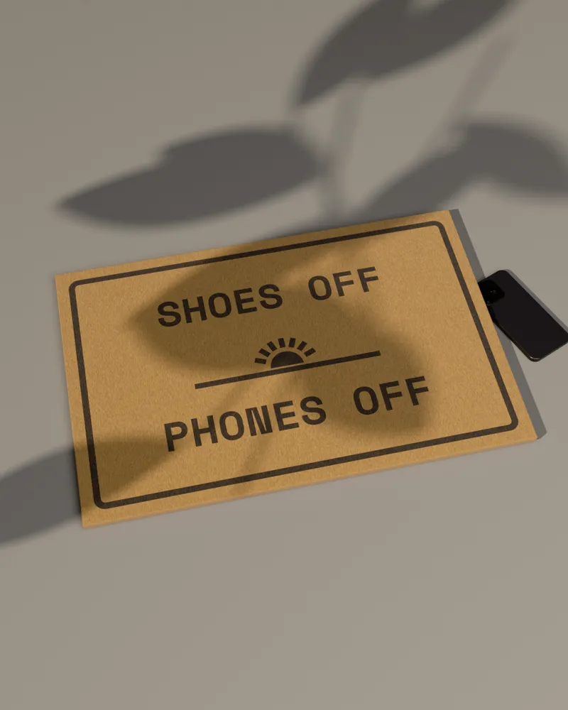 Shoes Off, Phones Off Doormat in Natural coir