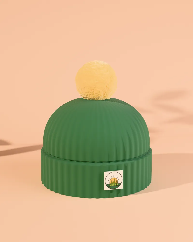 The Moss Beanie in Moss + Sun pompom
