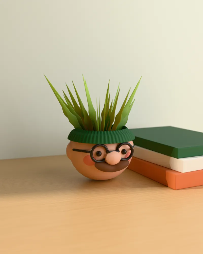 Moss Head on a wooden table at home